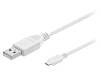 CABLE USB-MICRO USB 1M WHITE Кабел; USB 2.0; USB A щепсел, USB B micro щепсел; 1m; бял; Жило: Cu