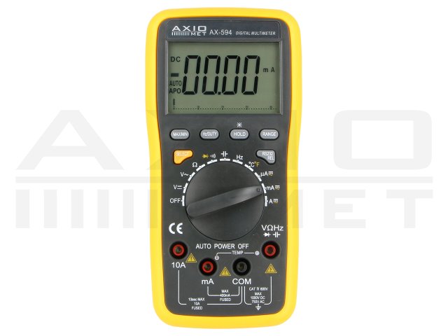 MULTIMER AX-594 Цифров мултиметър; LCD 3,75 цифри (3999); Барграф: 41сегм.30x/s 