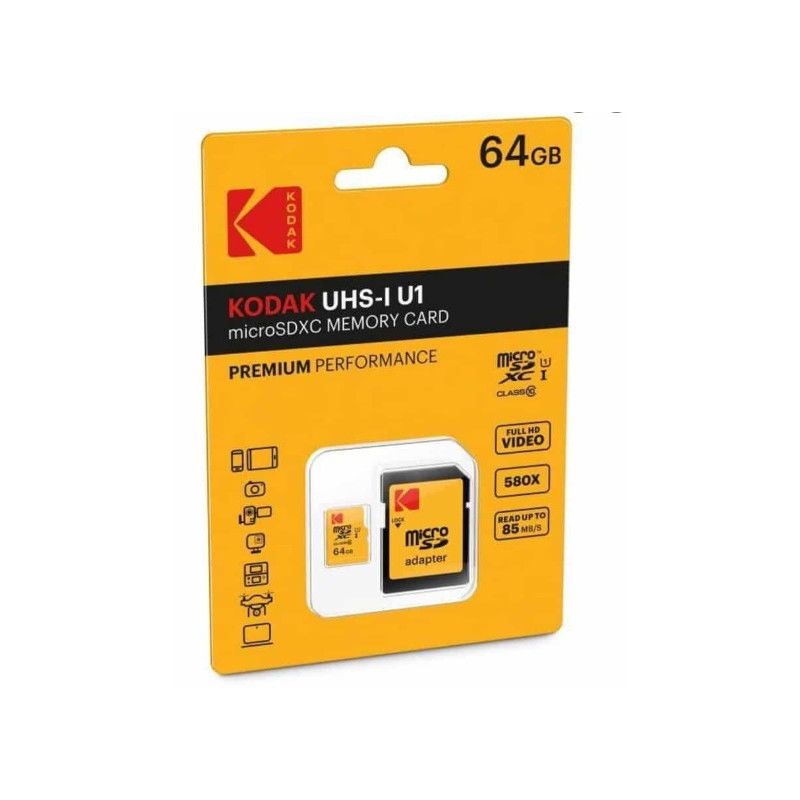 КАРТА ПАМЕТ KODAK 64GB MICRO SDHC 64GB CLASS10  КАРТА ПАМЕТ KODAK 64GB micro SDHC 64GB Class10 85MB/s KODAK