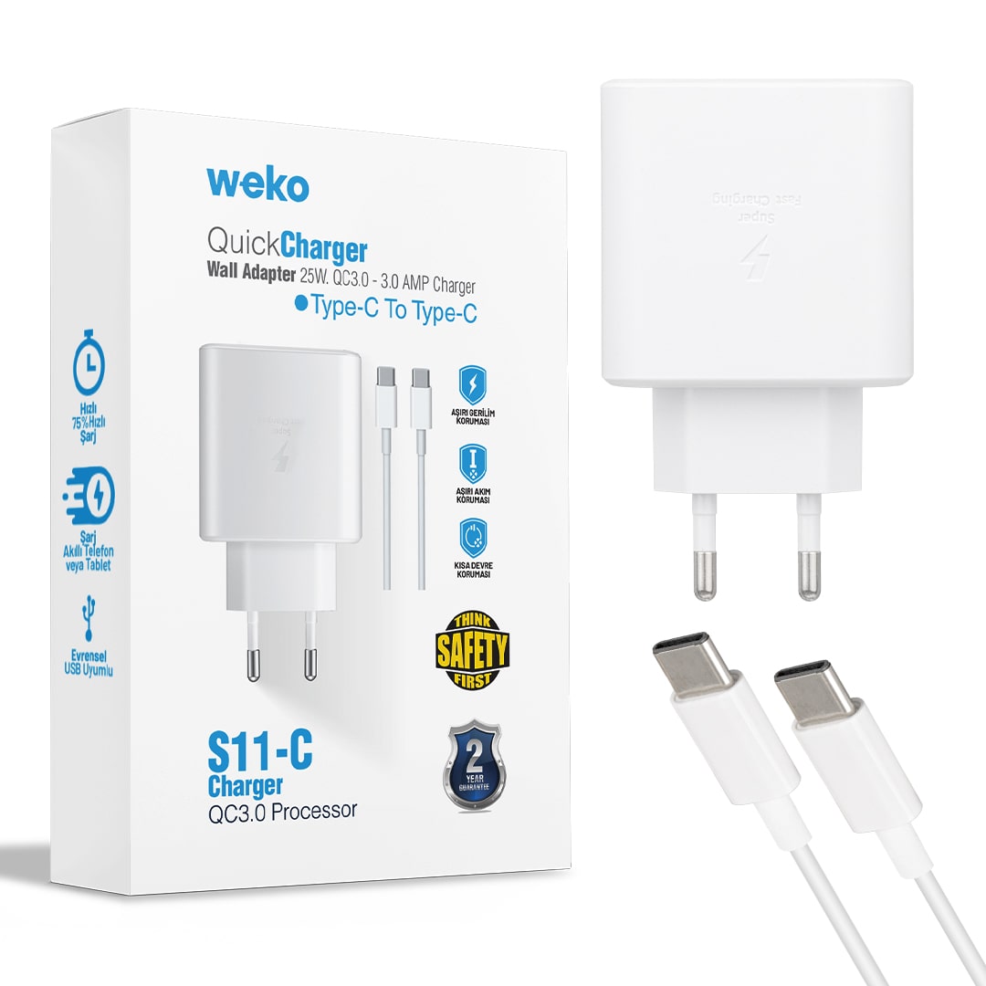 АДАПТЕР БЪРЗ ЗАРЯД WEKO S11 TYPE-C АДАПТЕР БЪРЗ ЗАРЯД WEKO S11-C  TYPE-C 5V 3.0 AMP  25W