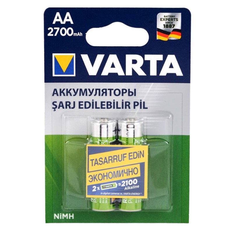 ЗАРЕЖДАЕМИ БАТЕРИИ VARTA AA 1.2V 2700MAH (ЦЕНАТА Е ЗАРЕЖДАЕМИ БАТЕРИИ VARTA AA 1.2V 2700MAH (Цената е за 1 брой)