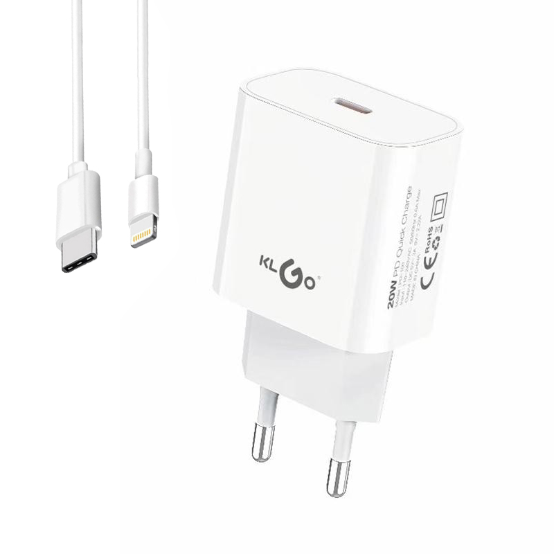 АДАПТЕР KLGO PD-66 20W ТYPE-C / APPLE LIGHTNING АДАПТЕР KLGO PD-66 20W Тype-C / Apple Lightning