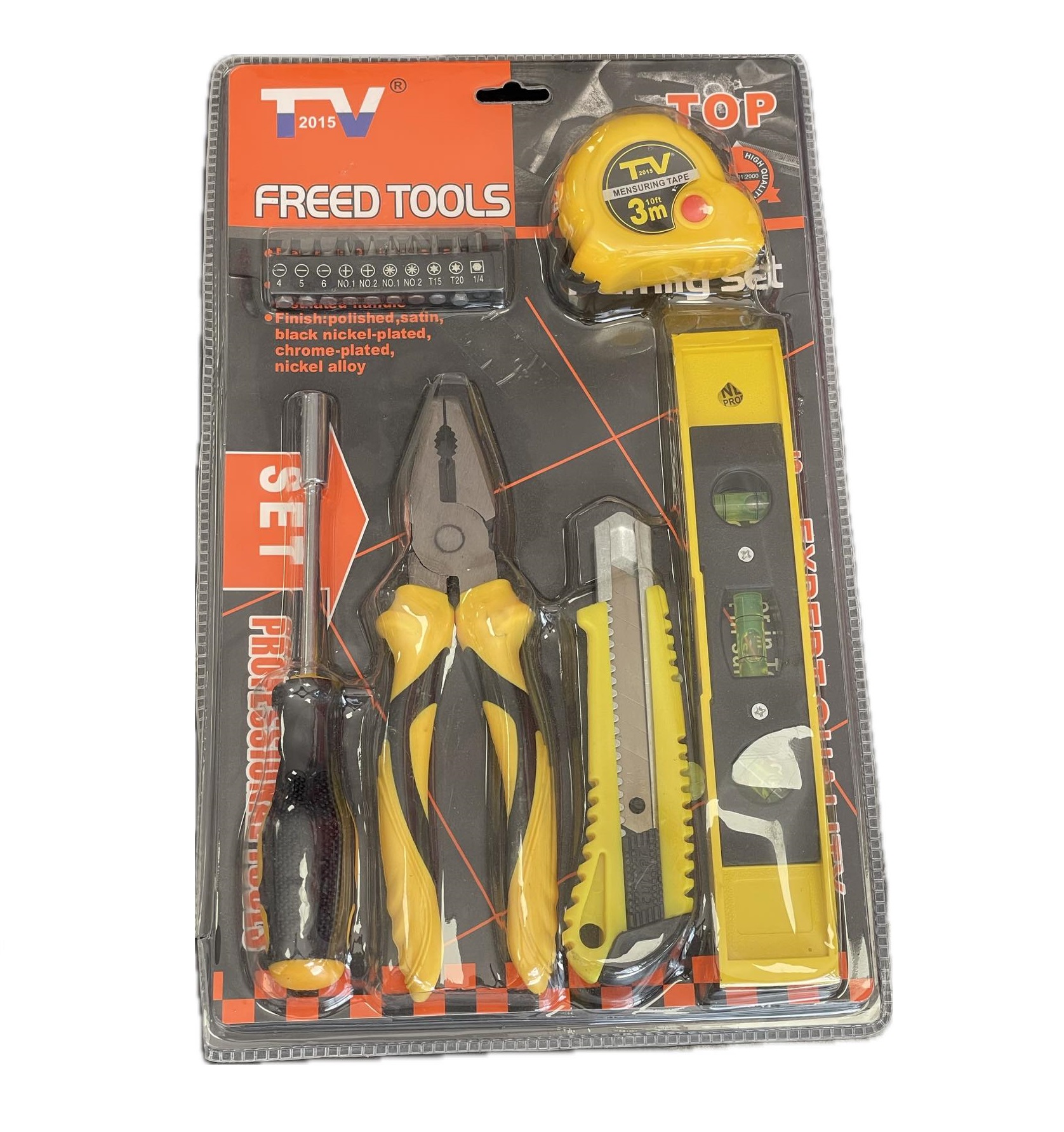 КОМПЛЕКТ FREED TOOLS TV2015 ОТВЕРТКА, НИВЕЛИР, РОЛ КОМПЛЕКТ FREED TOOLS TV2015 ОТВЕРТКА, НИВЕЛИР, РОЛЕТКА, КЛЕЩИ, МАКЕТЕН НОЖ 36 ЧАСТИ