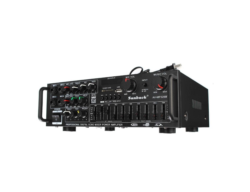 УСИЛВАТЕЛ SUNBUCK AV-MP326BT 220V 800W 4 OHM 2CH E Усилвател Sunbuck AV-MP326BT 220V 800W 4 ohm 2CH EQ Bluetooth Stereo Amplifier Support USB Disk SD Card