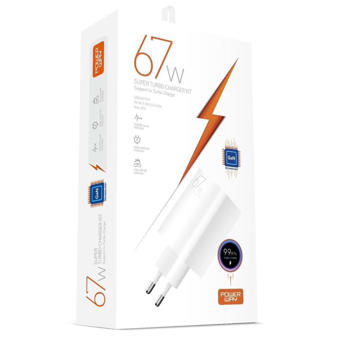 АДАПТЕР POWERWAY SUPER TURBO 67W USB-A АДАПТЕР POWERWAY SUPER TURBO 67W USB-A