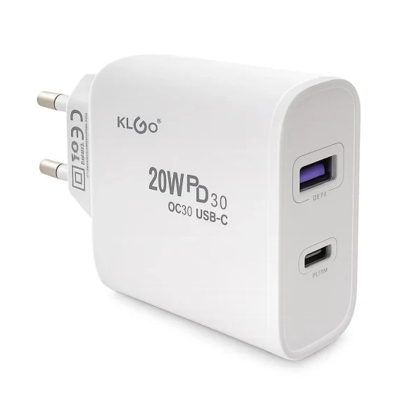 АДАПТЕР KLGO PD-300 20W USB/ TYPE-C АДАПТЕР KLGO PD-300 20W USB/ TYPE-C