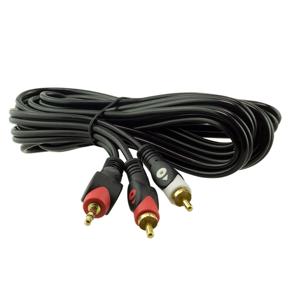 CABLE 2RCA/3.5 ST.J   3М POWER MASTER КАБЕЛ СТЕРЕО ЖАК 3.5 / 2 RCA  3М   